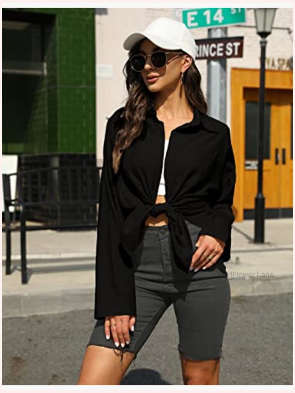Oversized Linen Button Down Shirt Long Sleeve High Low Blouse Tunic Top - Picture 5 of 7